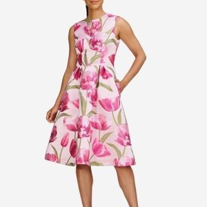 Unworn Kay Unger Farryn Floral Fit & Flare Cocktail Dress in Light Lilac Multi